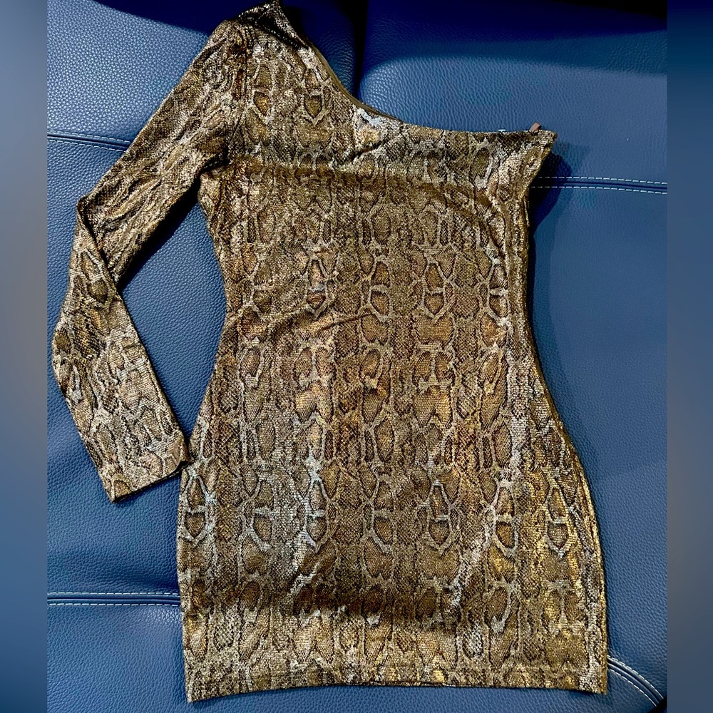 Brand new snake print shimmer party dress